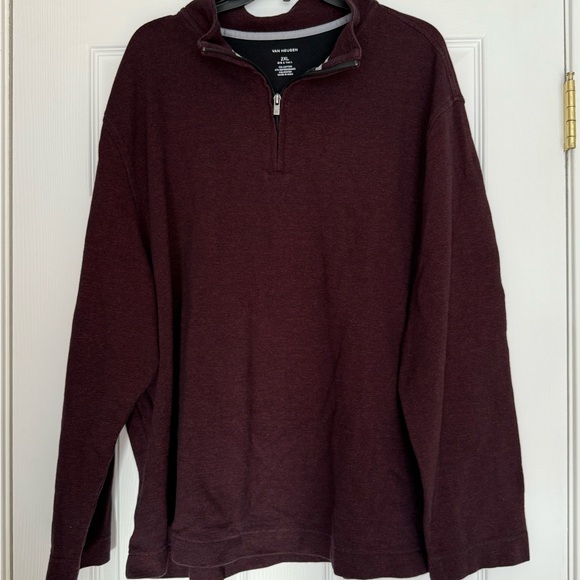 Van Heusen Other - Van Heusen Men's Burgundy Zip-Up Sweater